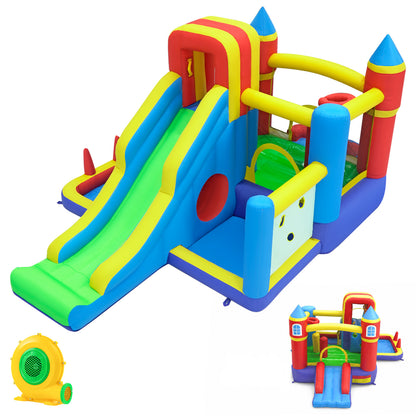 7-in-1 Inflatable Bounce House with Slide and Ball Pit