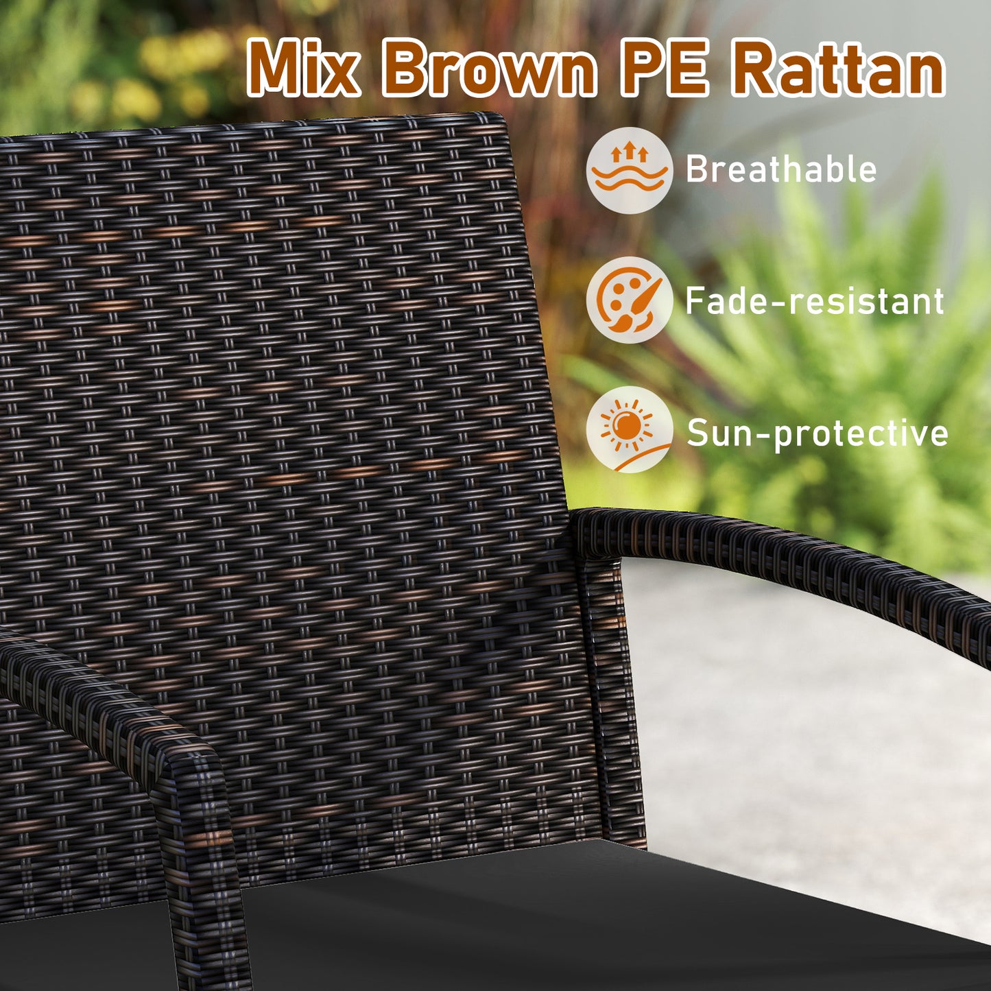 7 Pieces Patio Rattan Cushioned Dining Set with Umbrella Hole-Black