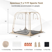 7 x 7 FT Pop Up Sports Tent Clear Bubble Tent All-Weather Waterproof Pod with Sealed Floor