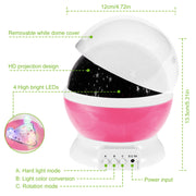 Pink LED Rotating Starry Sky Projector Kids Night Light