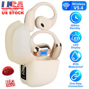 Wireless V5.4 Open Ear Earbuds with Earhook LED Display Charging Case IPX5 Waterproof 300Hrs Standby Time Touch Control Stereo Sport Headphones for Wo
