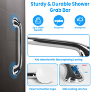 2Pcs Shower Grab Bars with Powerful Suction Cups