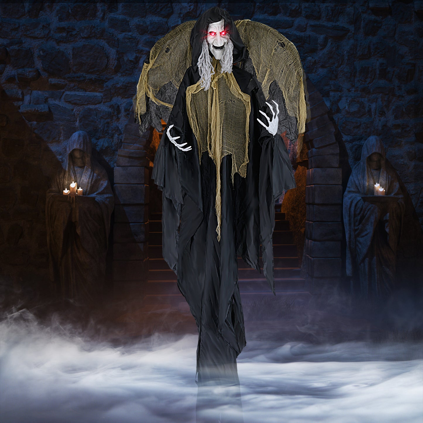 8.2 ft Halloween Standing Witch with Lighted Eyes and Automatic Wing Movement