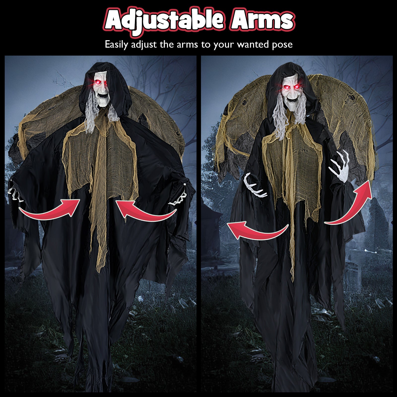 8.2 ft Halloween Standing Witch with Lighted Eyes and Automatic Wing Movement