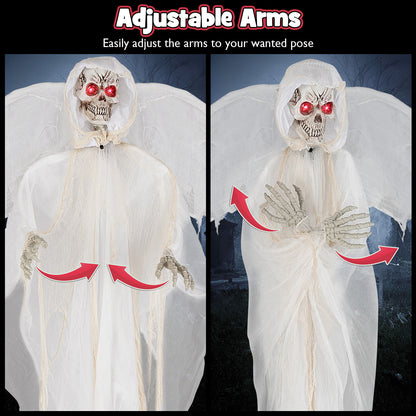 8.3 ft Halloween Standing Haunted Angel with Lighted Eyes and Automatic Wing Movement