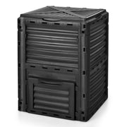80-Gallon Outdoor Composter with Large Openable Lid and Bottom Exit Door-Black - Black