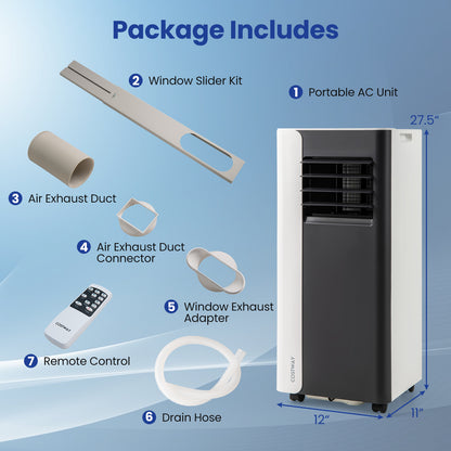 8000 BTU 3 in 1 Portable Air Conditioner with Fan and Dehumidifier Model