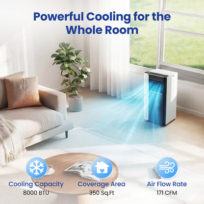 8000 BTU 3 in 1 Portable Air Conditioner with Fan and Dehumidifier Model