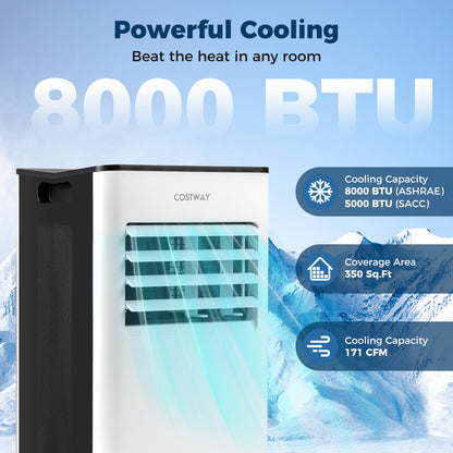 8000 BTU Portable Air Conditioner with Fan and Dehumidifier and LED Display