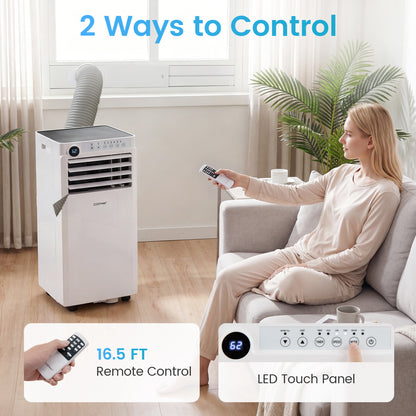 8000 BTU Portable Air Conditioner with Dehumidifier & Timer