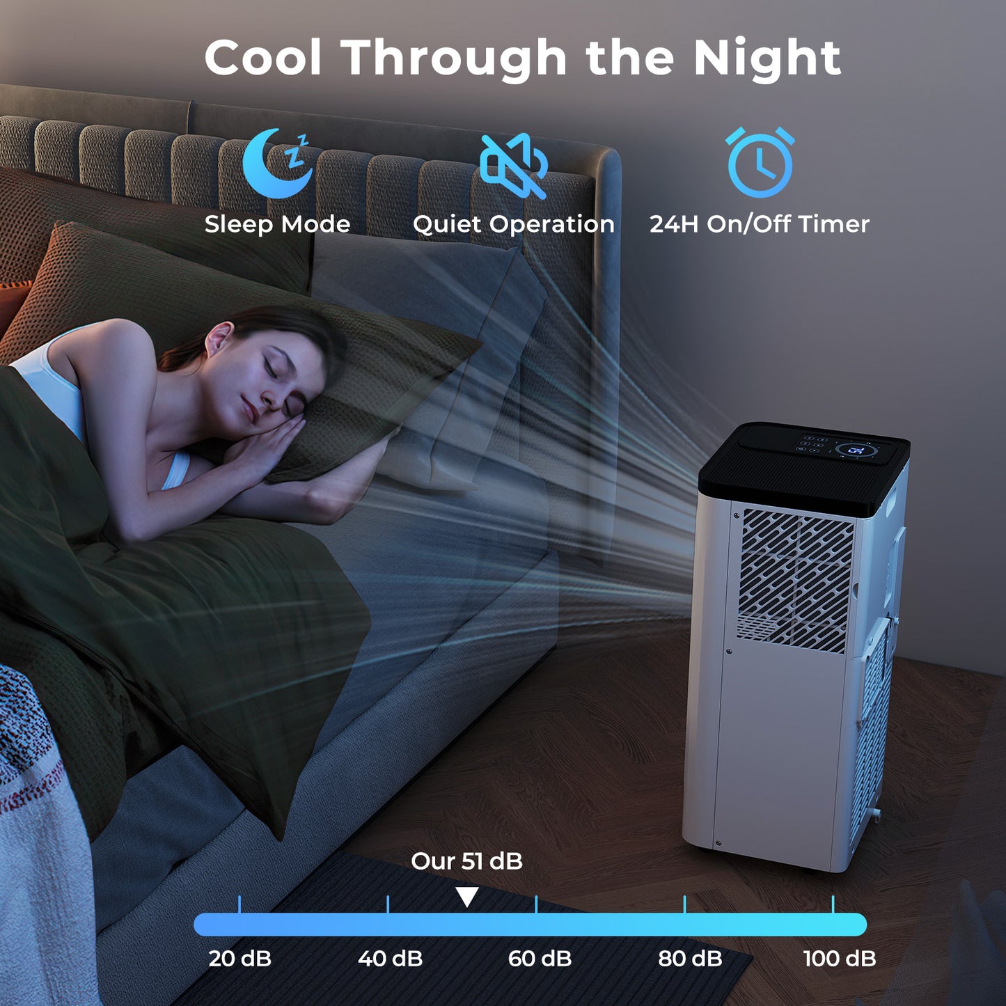 8000 BTU Portable Air Conditioner with Dehumidifier & Remote