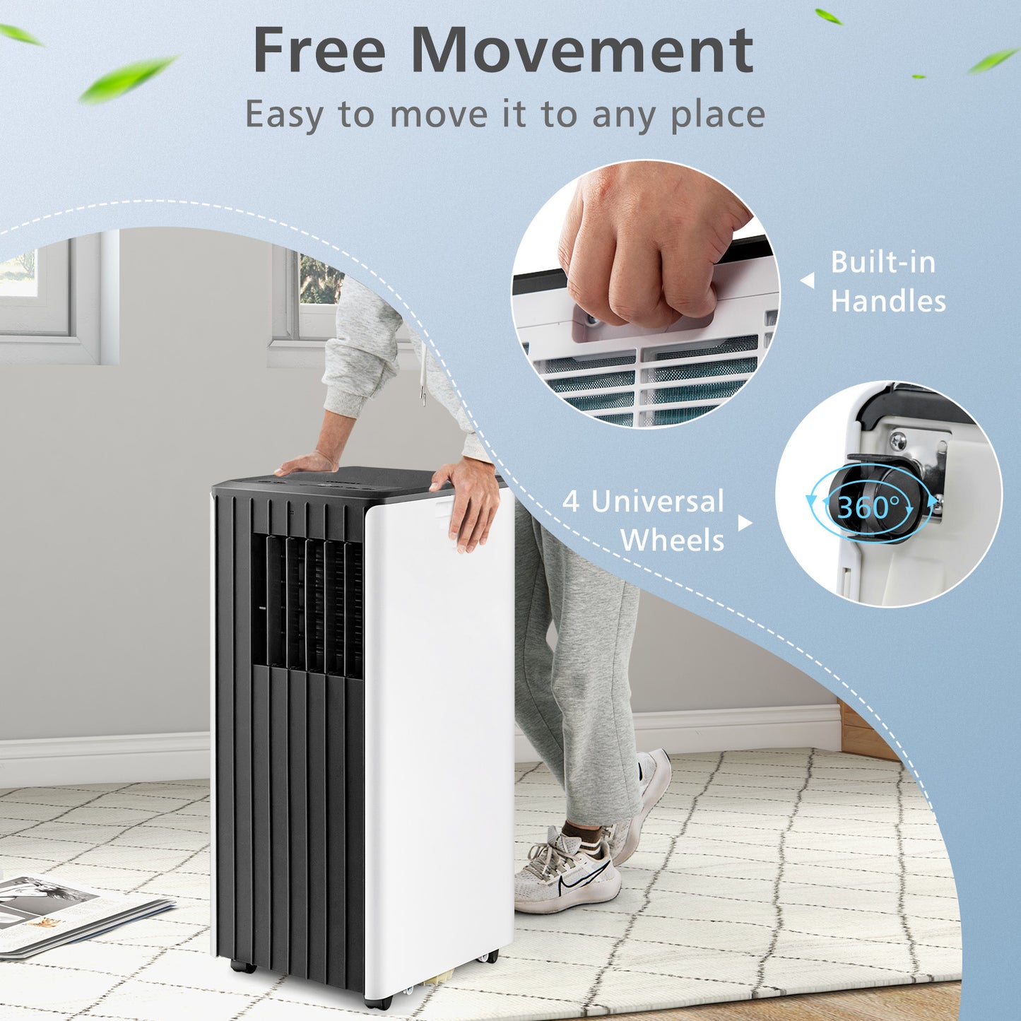 8000 BTU Portable Air Conditioner with Cool Humidifier and Sleep Mode-Black & White