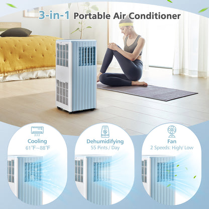3-in-1 10000 BTU Air Conditioner with Humidifier and Smart Sleep Mode-Blue