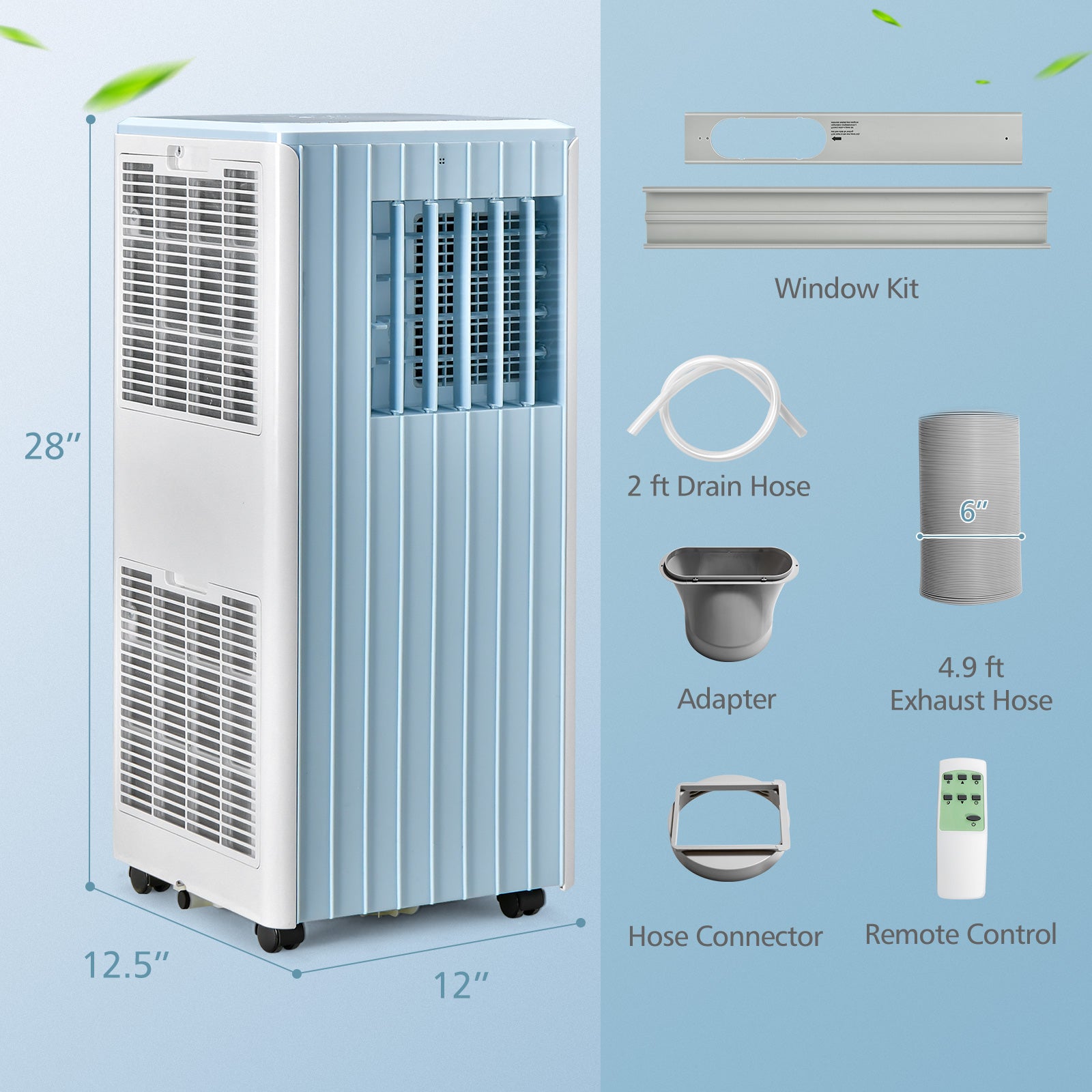 3-in-1 10000 BTU Air Conditioner with Humidifier and Smart Sleep Mode-Blue