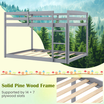 Full Over Full Bunk Bed Low-to-ground Bunk Bed-Gray