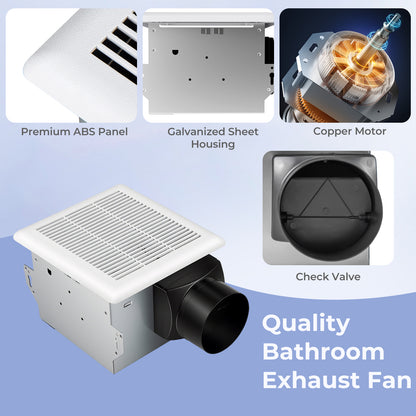 80 CFM Bathroom Exhaust Fan with Metal Housing and 4 Inches Duct