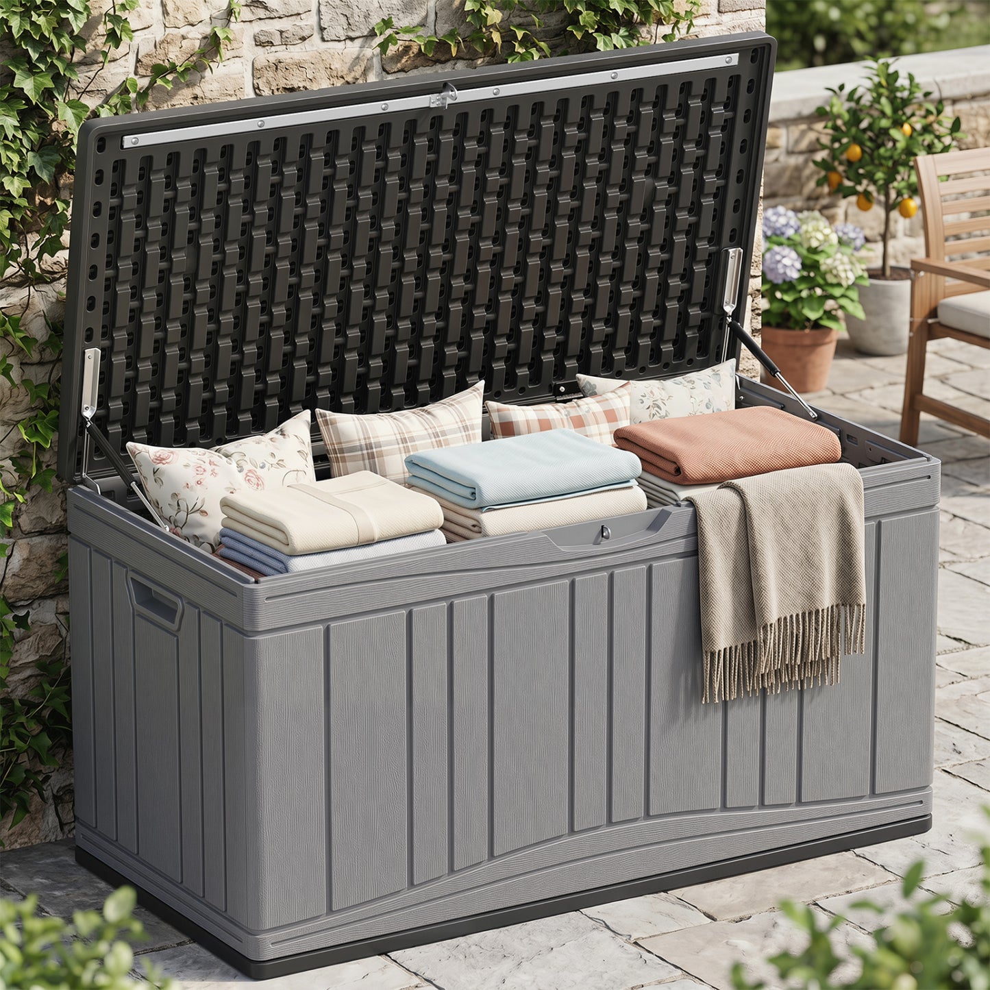 80 Gallon Outdoor Deck Box with Lockable Lid