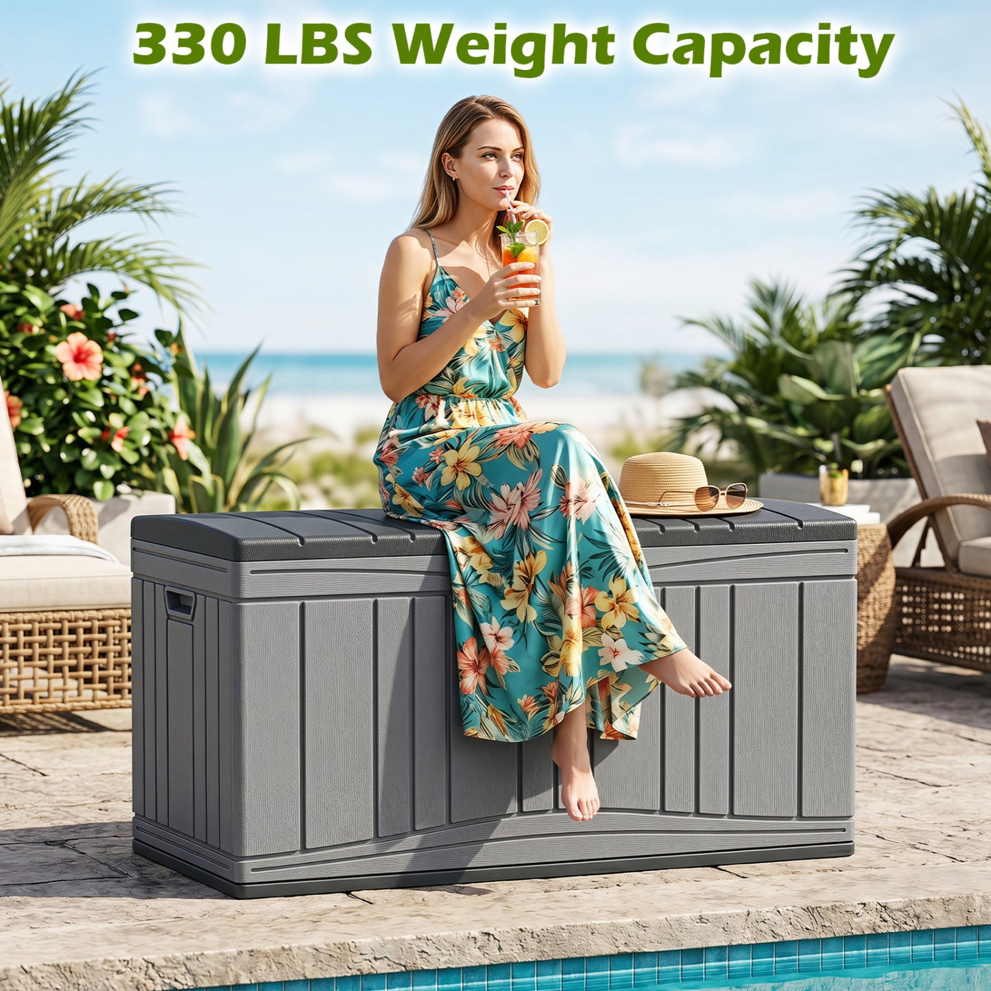 80 Gallon Outdoor Deck Box with Lockable Lid