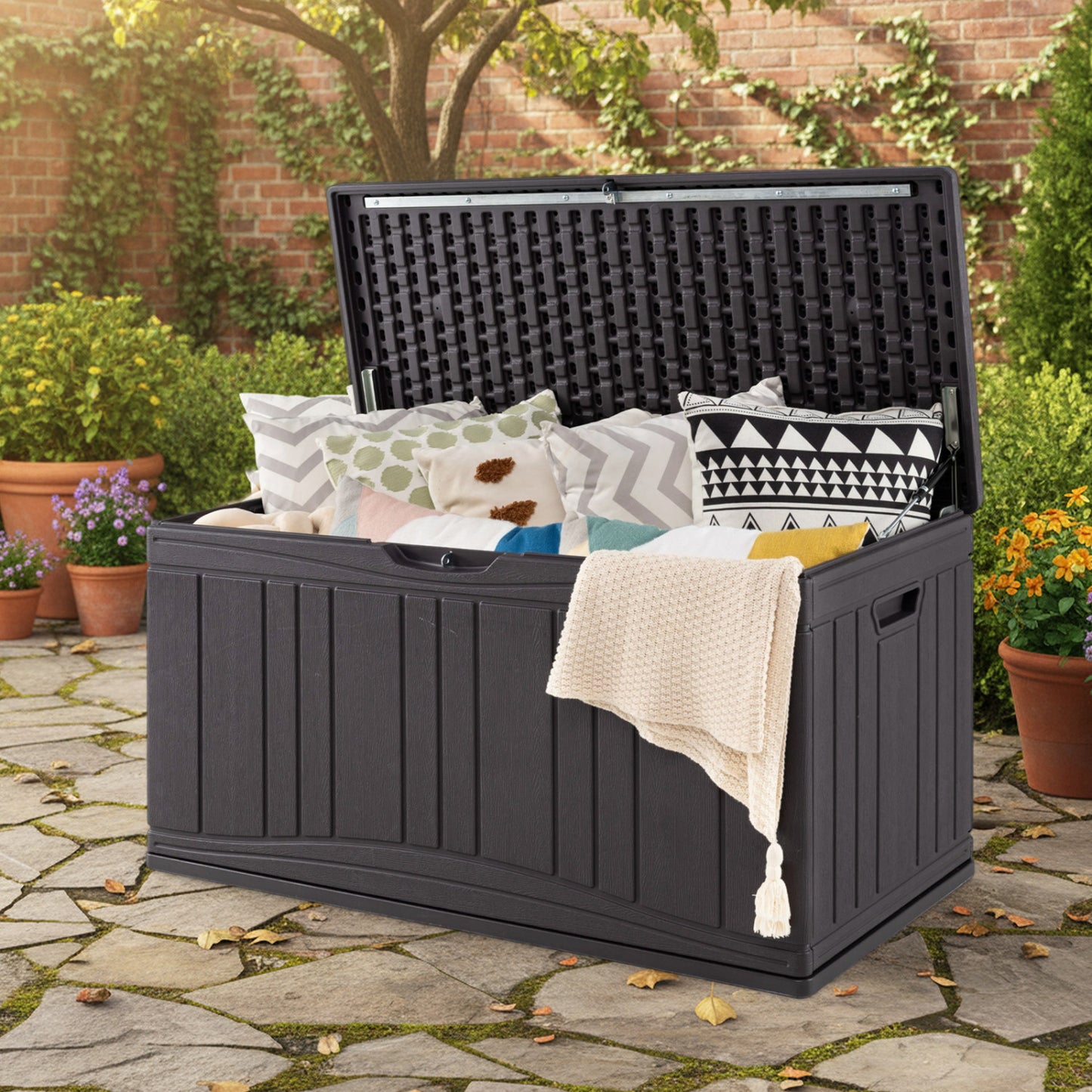 80 Gallon Outdoor Deck Box with Lockable Lid