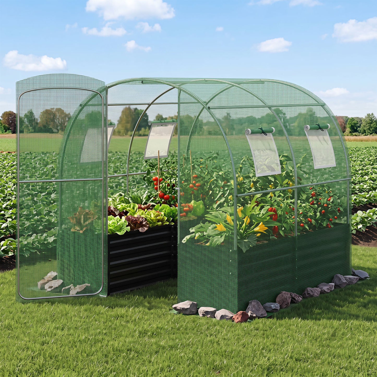Walk-In Greenhouse with Planter Bed 80" x 79" x 79"