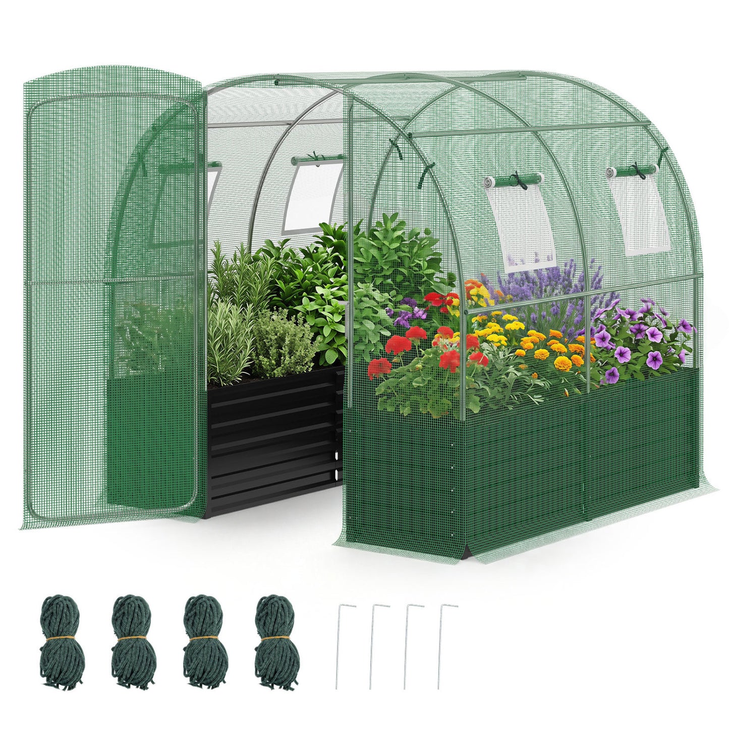 Walk-In Greenhouse with Planter Bed 80" x 79" x 79"