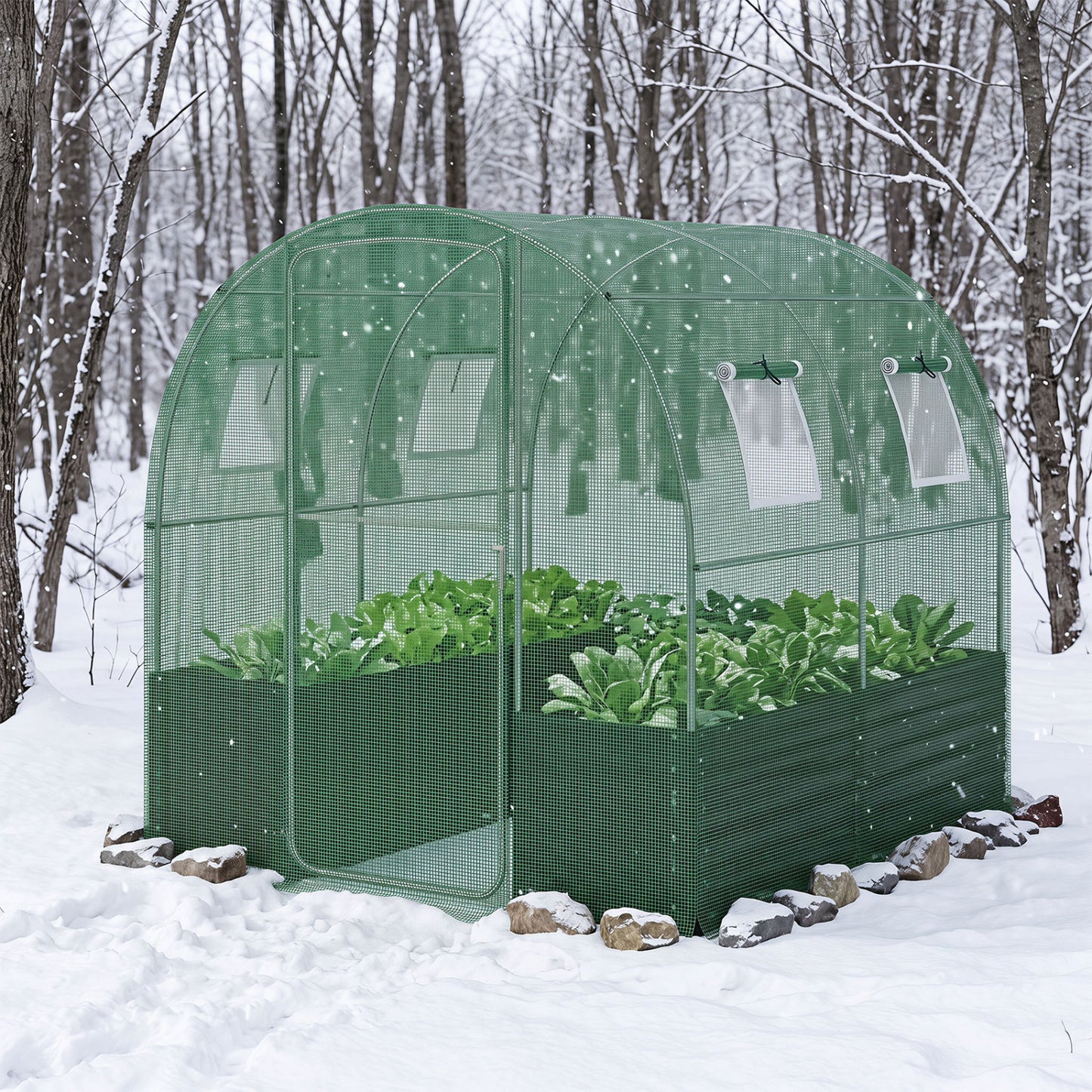 Walk-In Greenhouse with Planter Bed 80" x 79" x 79"