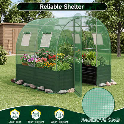 Walk-In Greenhouse with Planter Bed 80" x 79" x 79"