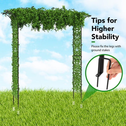 81 Inch Garden Arbor Metal Archway for Climbing Plants-Black