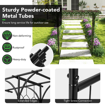81 Inch Garden Arbor Metal Archway for Climbing Plants-Black