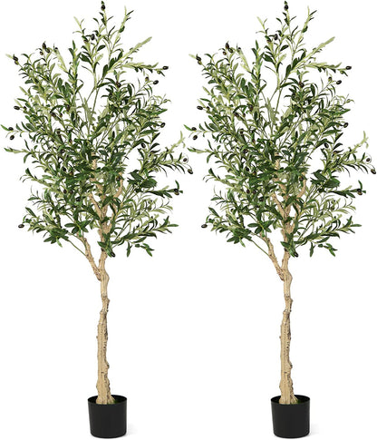 6 Feet Artificial Olive Tree in Cement Pot