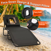 Folding Tanning Lounge Chair with Face Hole