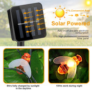 Solar String Bee Lights 30 Honeybees LED Fairy Solar Lights 8 Lighting Modes