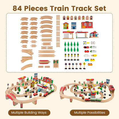 84-Piece Train and Building Block Table with Reversible Top and Creative Play Surface