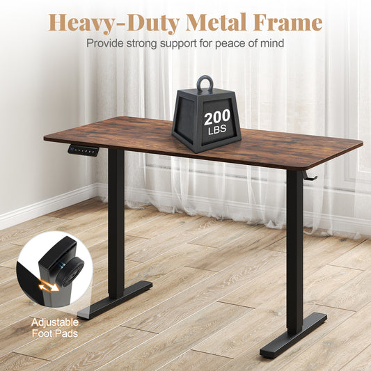 48 Inch x 24 Inch Ergonomic Electric Standing Desk with 3 Memory Settings for Home Office-Rustic Brown