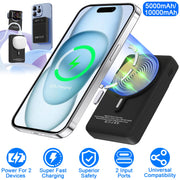 5000mAh Magsafe 3 In 1 Portable Charger PD22.5W Magnetic Fast Charger Fast Charging Power Bank Fit For IOS Phone 15/14 Samsung Galaxy S24 And More