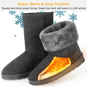 Women Ladies Snow Boots Waterproof Faux Suede Mid-Calf Boots Fur Warm Lining Shoes