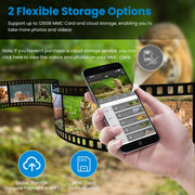 4G 4K 30FPS Solar Trail Camera Outdoor Wildlife Camera Motion Activated IP66 Waterproof with 140ºViewing Angle No Glow Night Vision SIM Card APP Contr