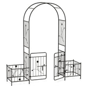 87 Inches Garden Arbor with Lockable Gate Side Planters-Black