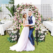 87 Inches Garden Arbor with Lockable Gate Side Planters-Black