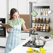 3 Pack Strong Magnetic Spice Rack with 8 Hooks Fridge Oven Microwave