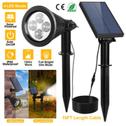 Solar Powered Spotlight Outdoor Dusk To Dawn Light Wall Path Lawn Garden Lamp Waterproof