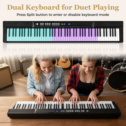 88-Key Electric Piano Keyboard with Adjustable Stand and Portable Bag-Black
