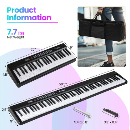 88 Key Foldable Electric Keyboard Piano with Wireless MIDI and Dual Speakers