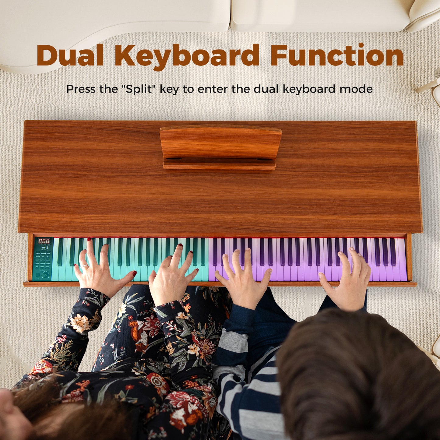 88-Key Graded Hammer Action Weighted Keyboard with Push-pull Drawer-Brown