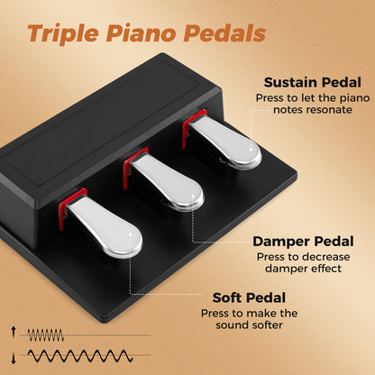 88-Key Keyboard Piano Set with Adjustable Stand-Black