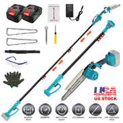 2-IN-1 Cordless Pole Saw And Mini Chainsaw With Extension Pole 21V Battery 8” Electric Brushless Pole Chainsaw with Auto Oiler Safety Switch 6.4LBS Li