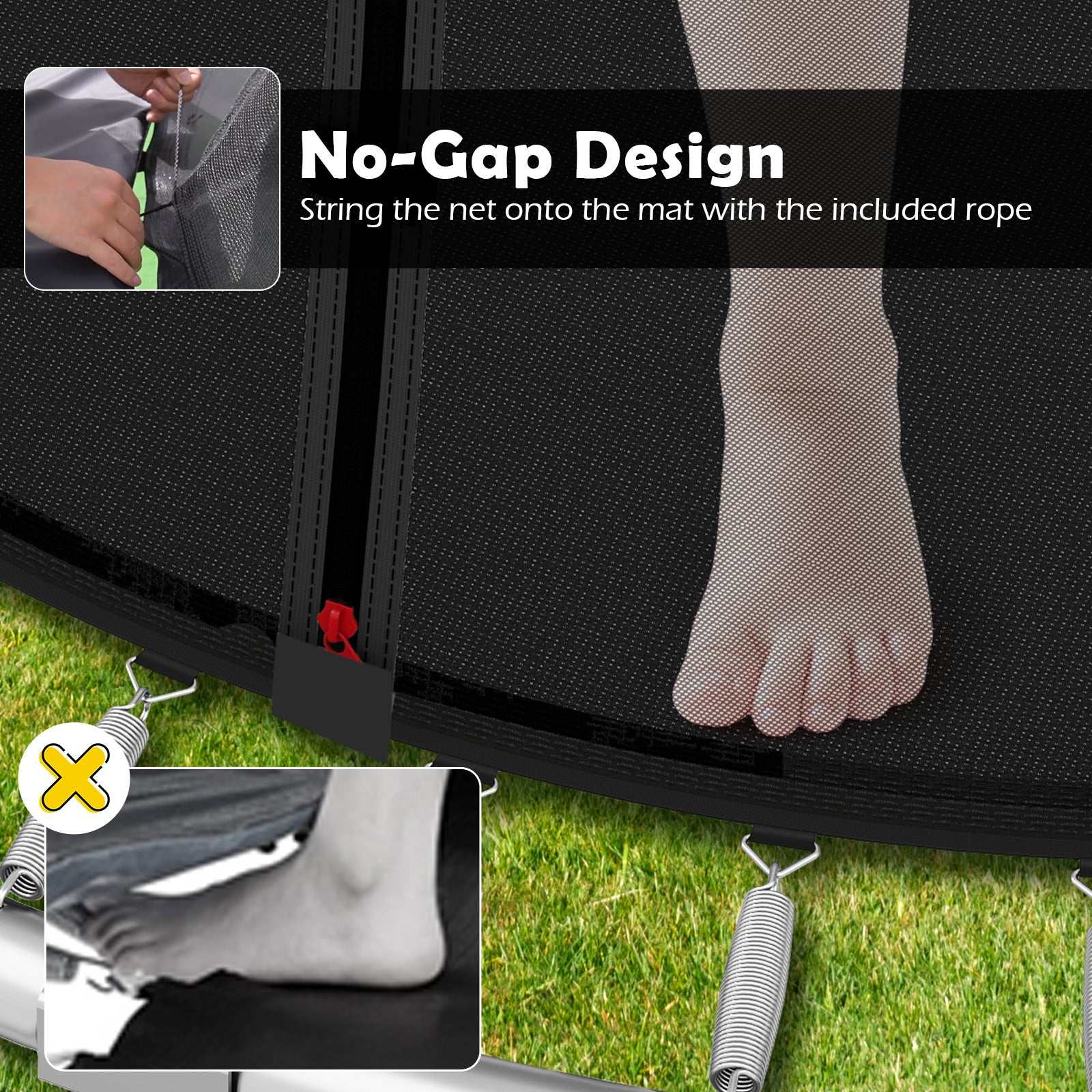 8FT Outdoor Heavy-Duty Recreational Trampoline-Black