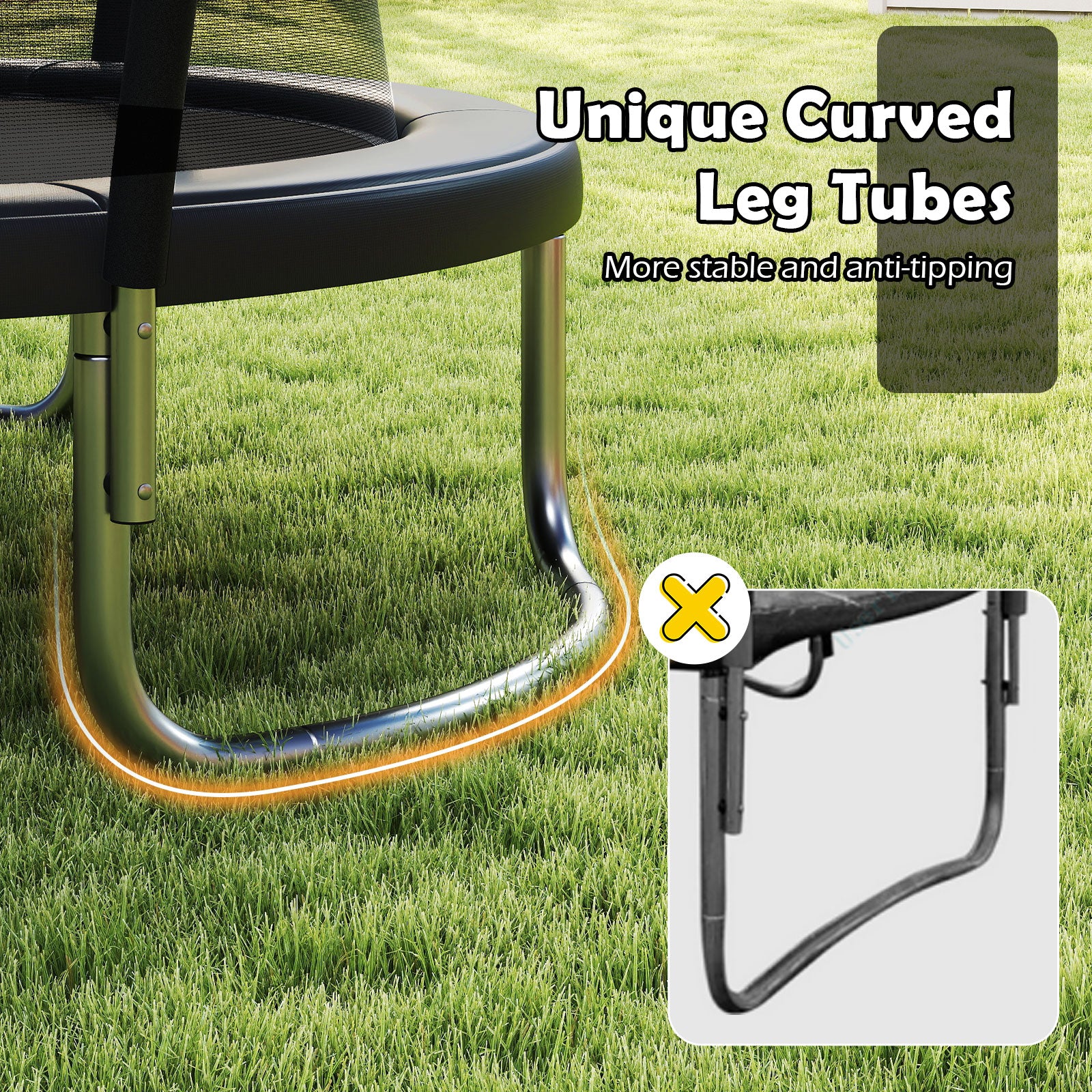 8FT Outdoor Heavy-Duty Recreational Trampoline-Black