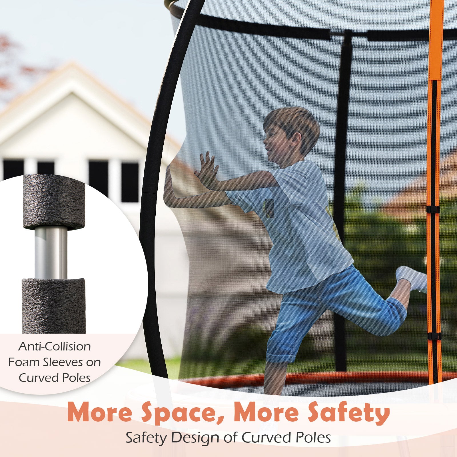 8FT Outdoor Heavy-Duty Recreational Trampoline-Orange