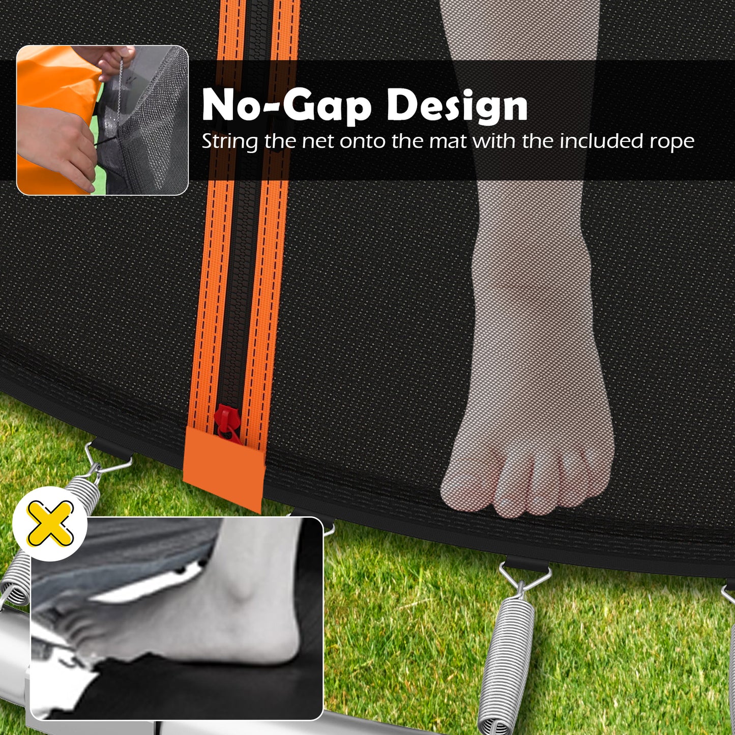 8FT Outdoor Heavy-Duty Recreational Trampoline-Orange
